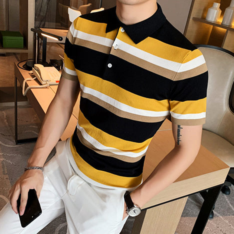 Colorblock Knitted Polo Shirt
