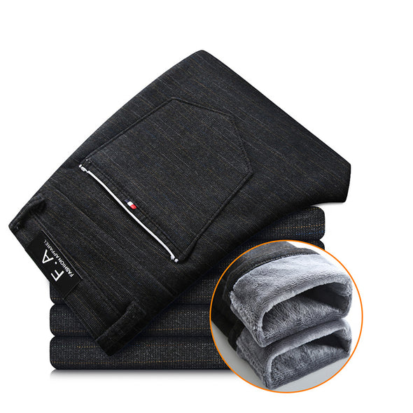 Men's trousers with fleece and thickening