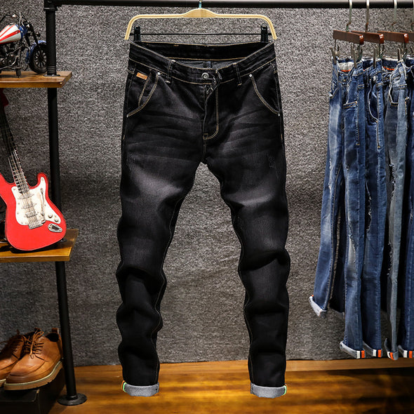 Men's jeans in spring, European and American trend jeans, fashion self cultivation stretch pants