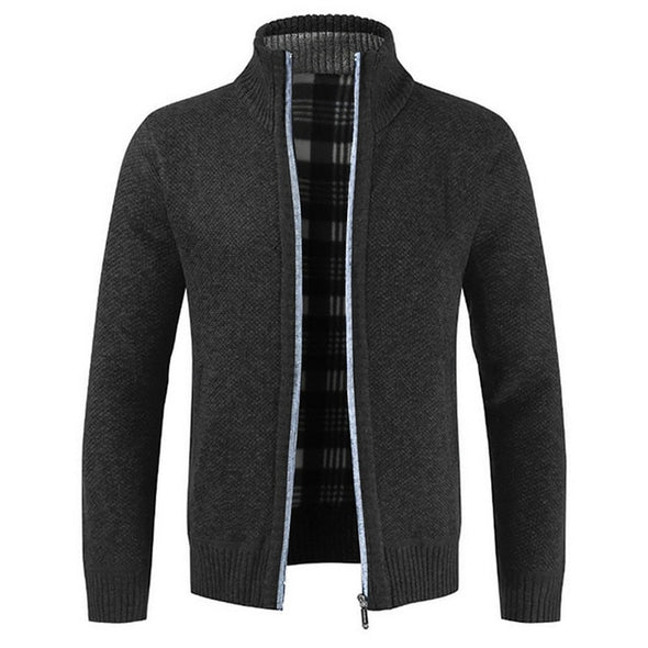 Casual Slim Full Zip Thick Knitted Cardigan Sweaters with Pockets