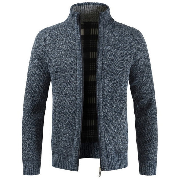 Casual Slim Full Zip Thick Knitted Cardigan Sweaters with Pockets