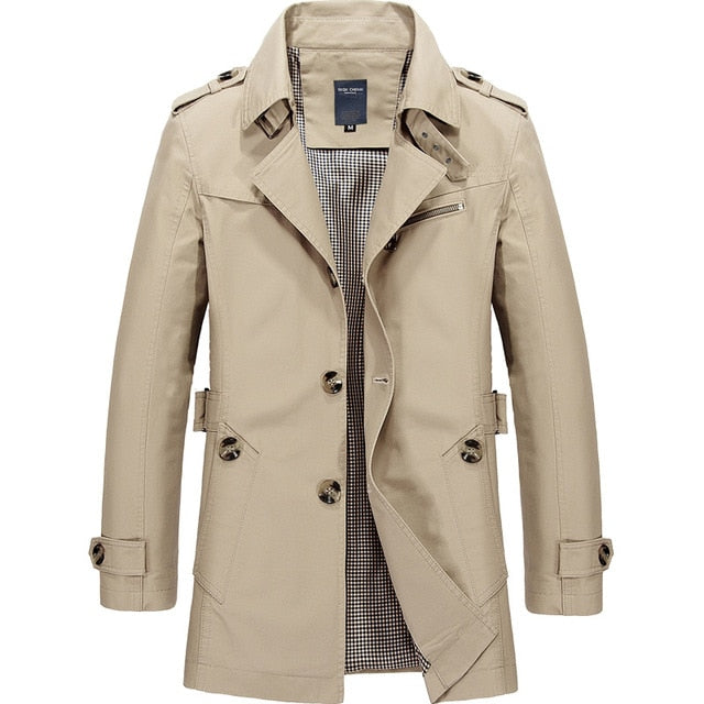 Allthemen Men's Casual Double-Breasted Trench Coat