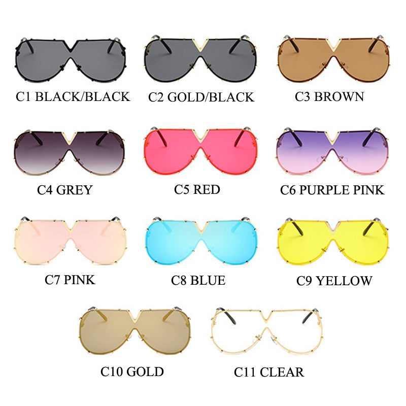 Oversized Sunglasses with V Middle Cut and UV400 – COLORS UNITED