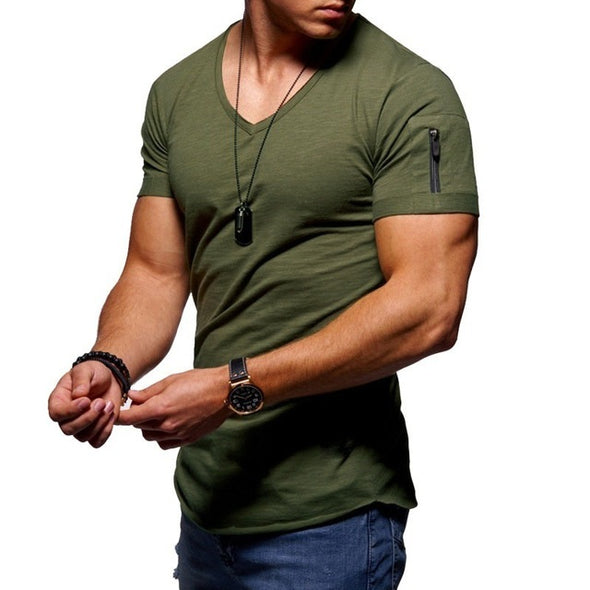 V-neck Fitness T-Shirt Short-Sleeves