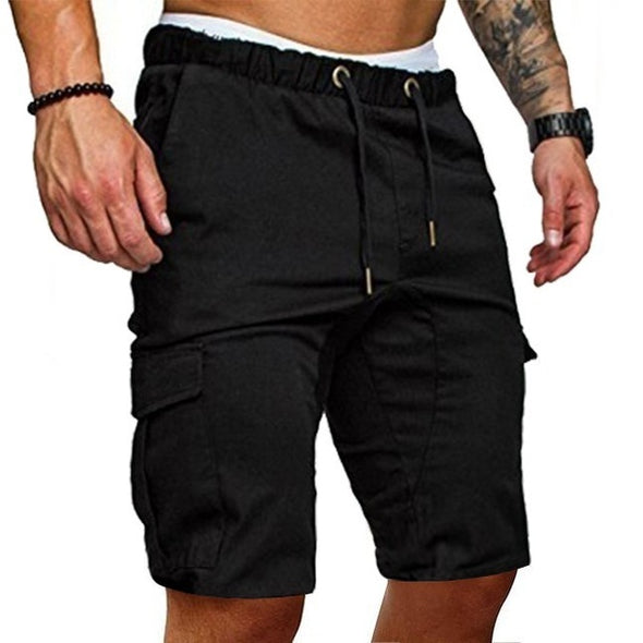 Solid Color Shorts Khaki Cotton Cargo Shorts Male Knee Length Trousers M-3XL